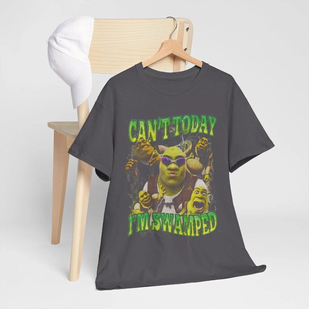 Funny Shrek Meme Shirt β βCanβt Today, Iβm Swampedβ Graphic Tee 05
